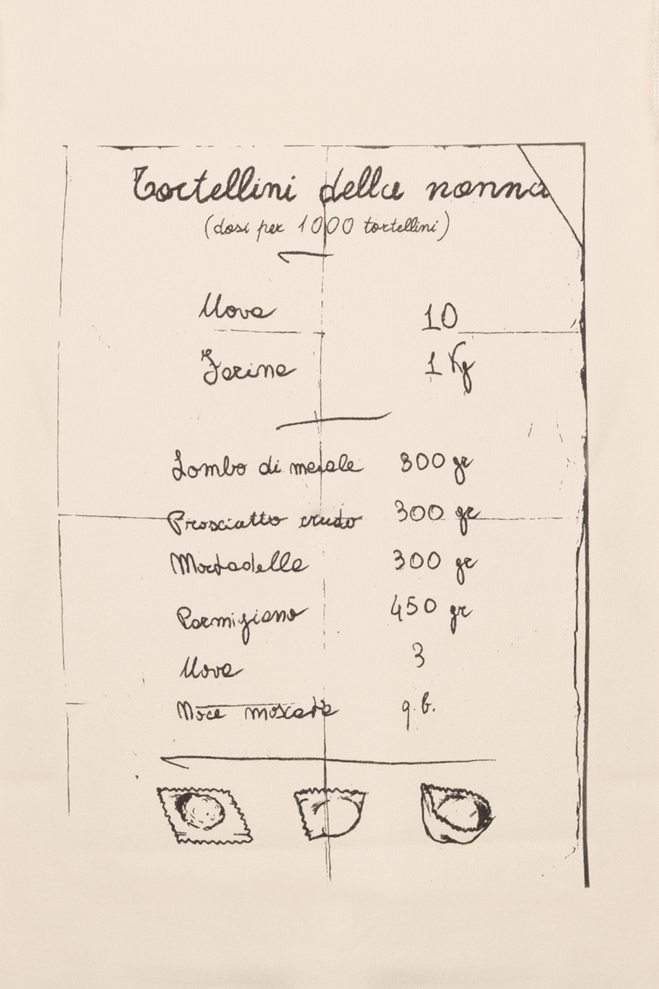 Tortellino Recipe Hoodie-Ecru