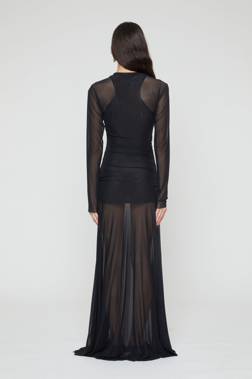 Sheer Layered Dress-Black