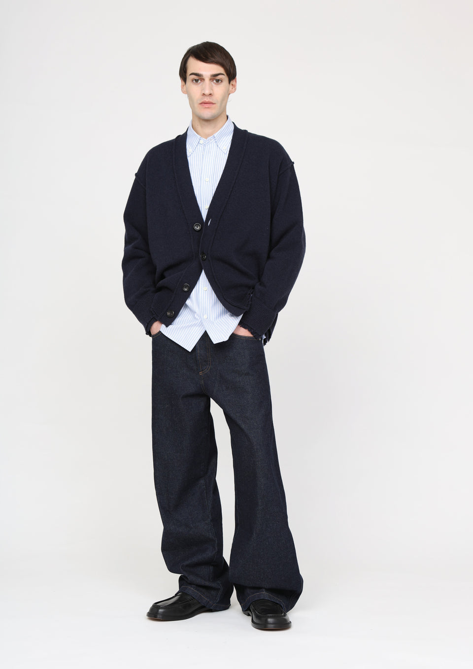 Distressed Cardigan-Blue