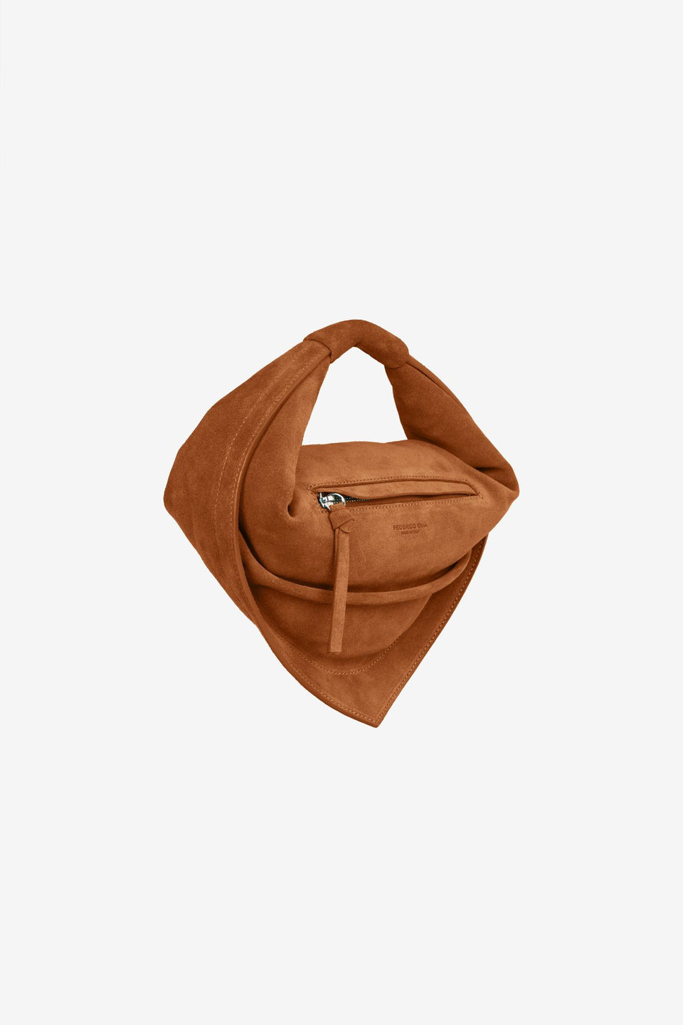 Midi Tortellino Bag-Suede-Cognac