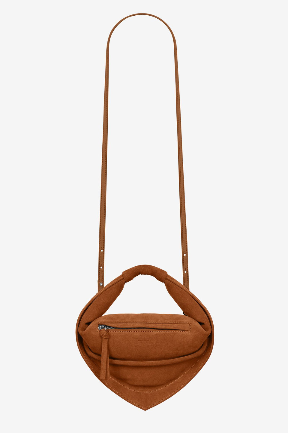 Midi Tortellino Bag-Suede-Cognac