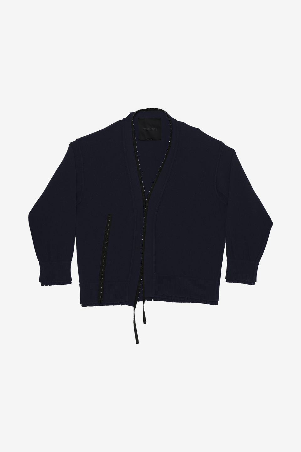 Corset Distressed Cardigan-Blue