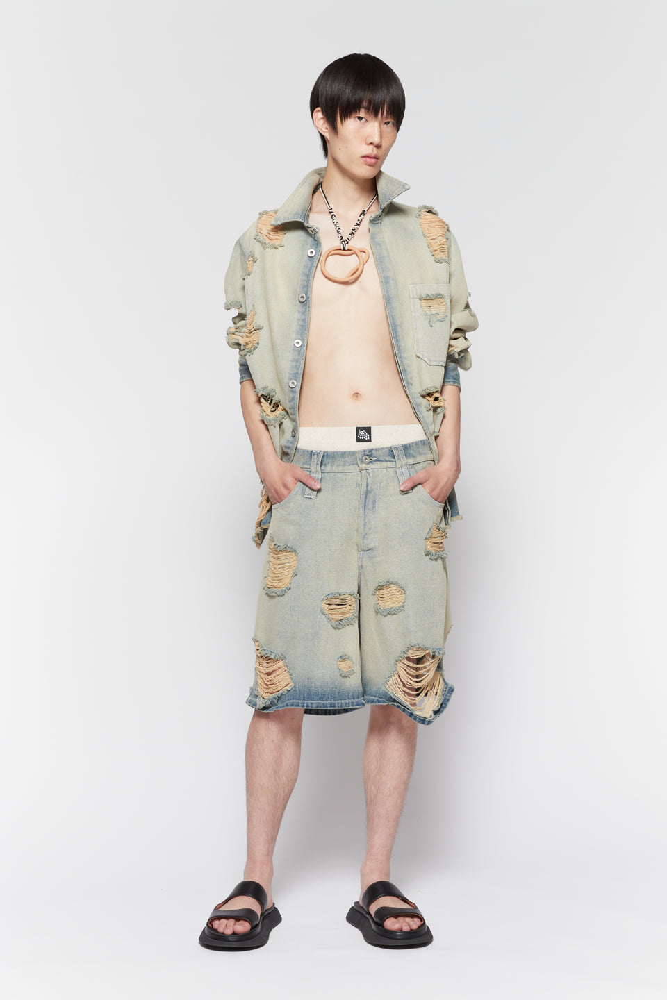 Denim Ripped Classic Shirt - Main Image