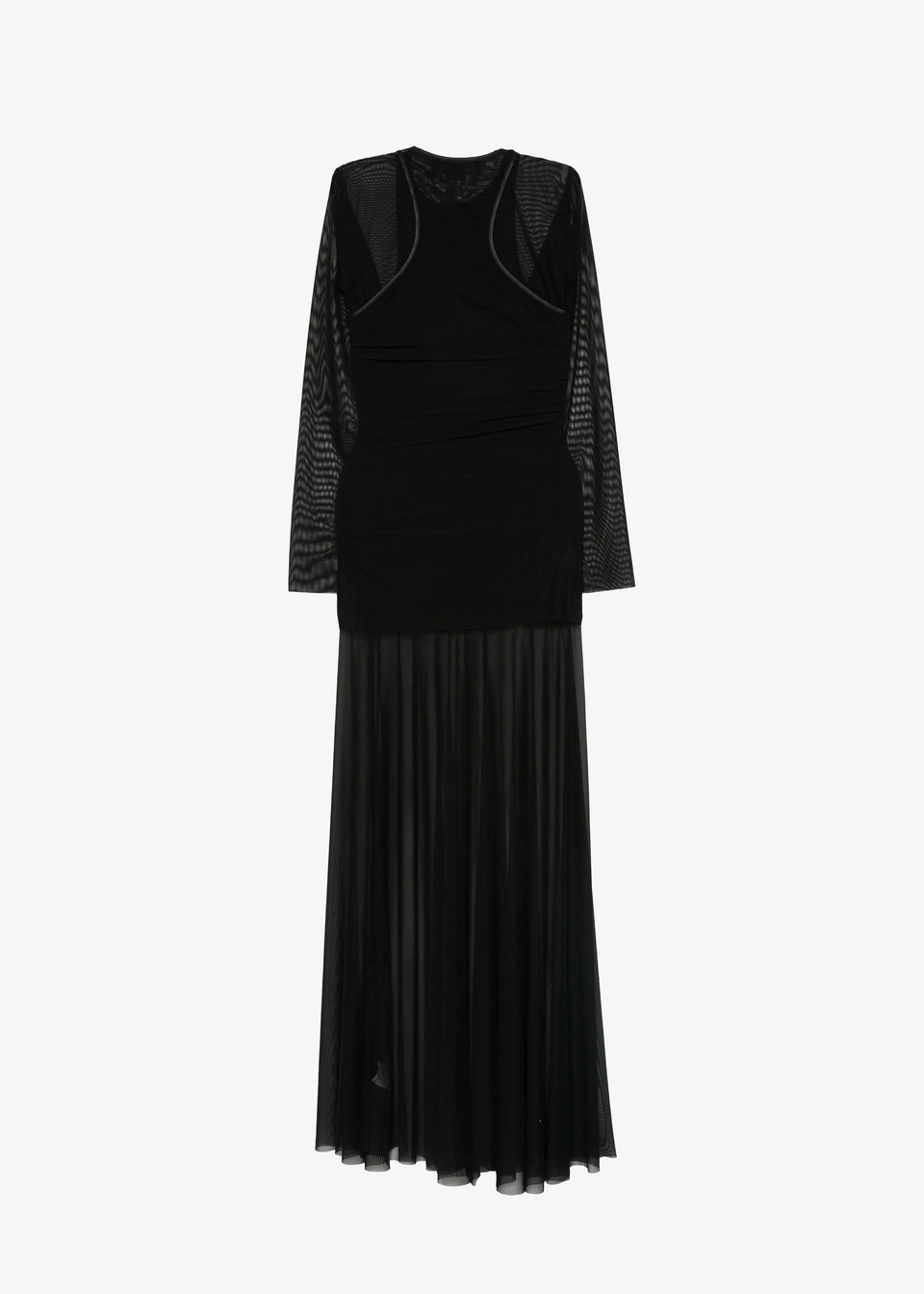 Sheer Layered Dress-Black