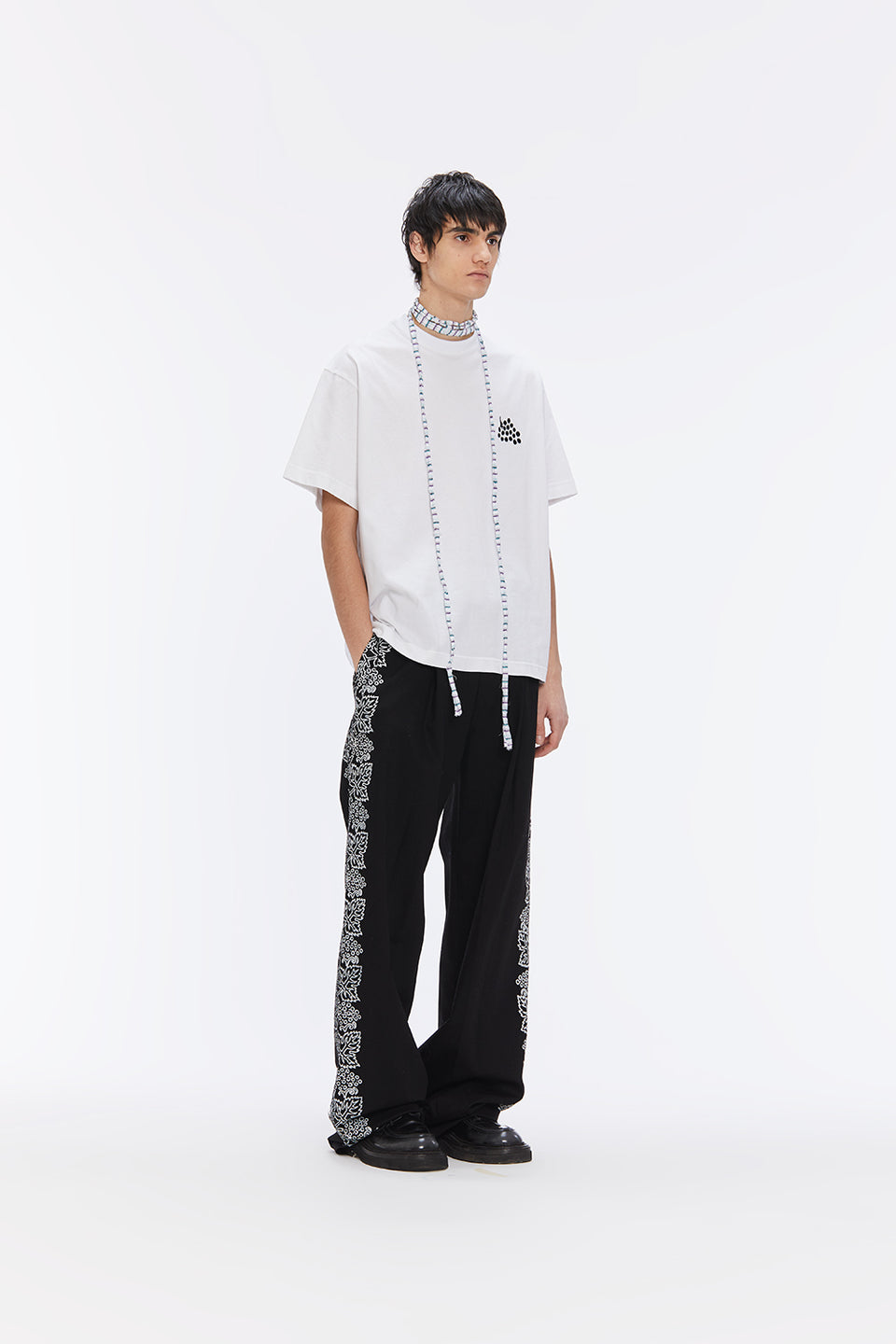 HANDMADE PRINT PLEATED TROUSERS